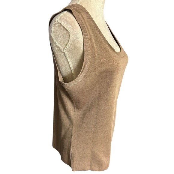 EXCLUSIVELY MISOOK Brown Signature Classic Knit  Sleeveless Tank Top Size L - Picture 4 of 5